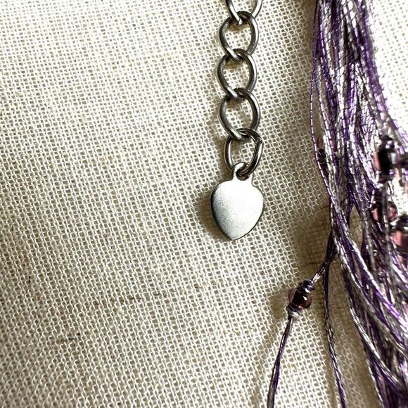 Purple multi strand fresh water pearl crystal statement necklace - Picture 4 of 11